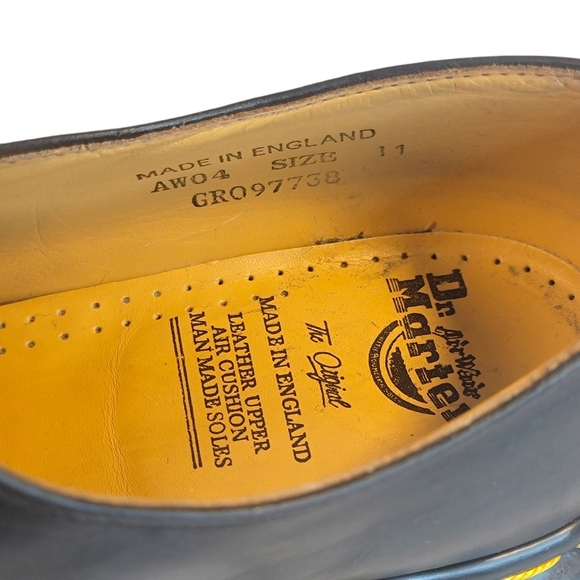 Dr. Martens Vintage Y2K Made in England Black Plain Toe Lace Up Blucher Size: 11 - Picture 10 of 11